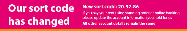 Our bank sort code has changed to 20-97-86